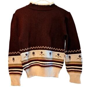 Vintage Clifton Place knits LTD. floral mock turtleneck sweater